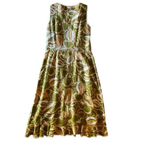 Context | Flirty Floral Linen Blend Dress With Ruffle And Side Zipper | Size 10 - Picture 3 of 5